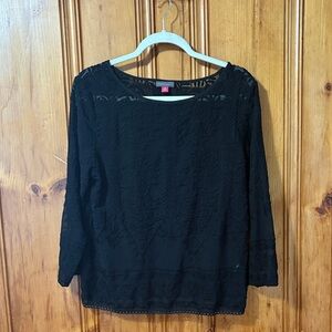 Vince Camuto Black Lace Blouse - Sheer - Size Medium